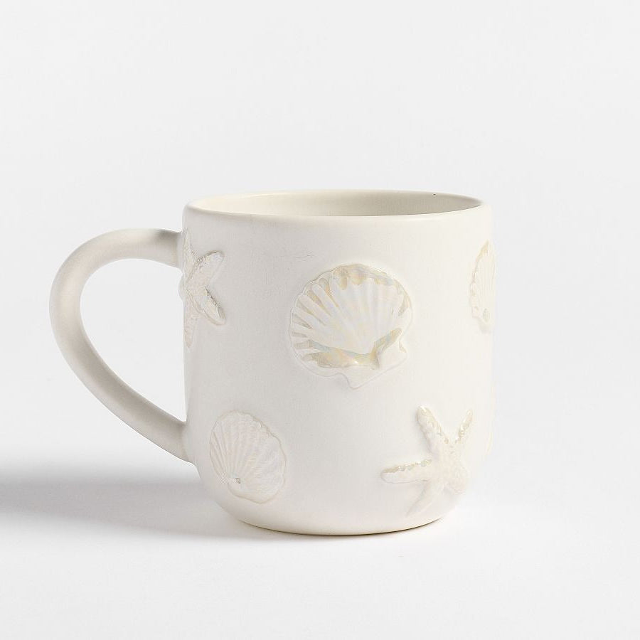 Embossed Coastal Stoneware Mug