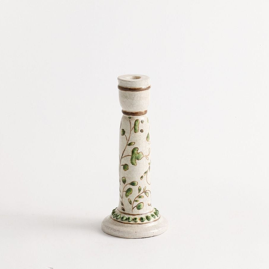 Green Floral Candle Holder