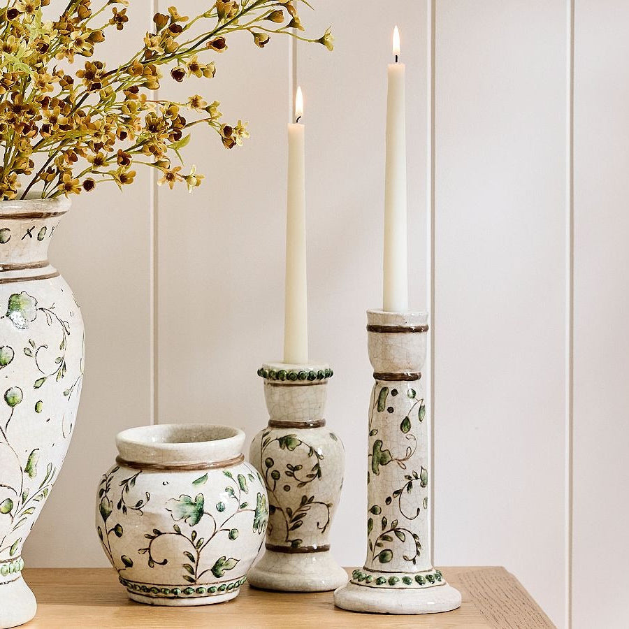 Green Floral Candle Holder
