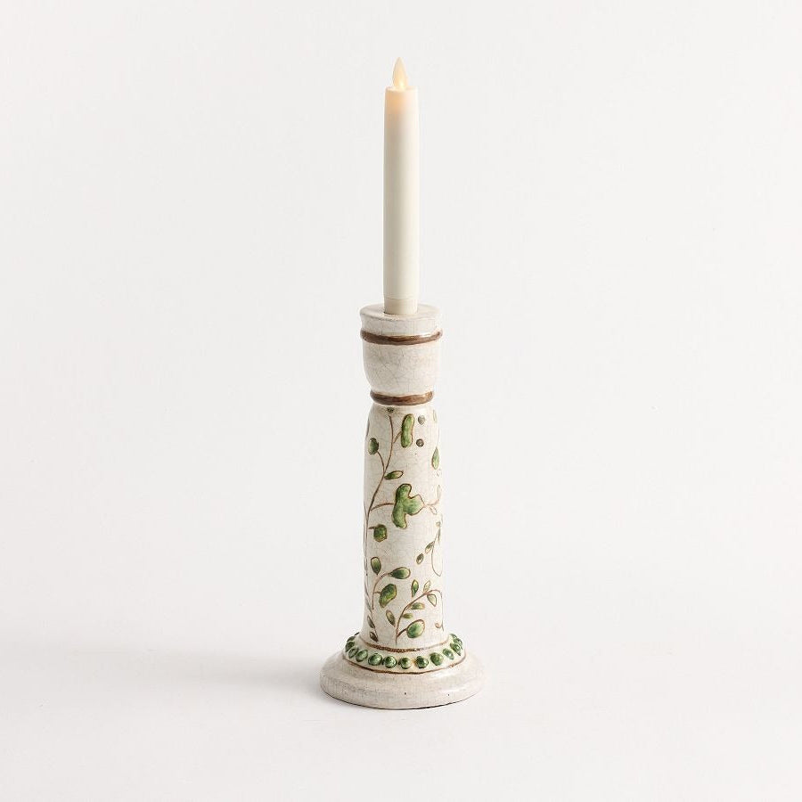 Green Floral Candle Holder