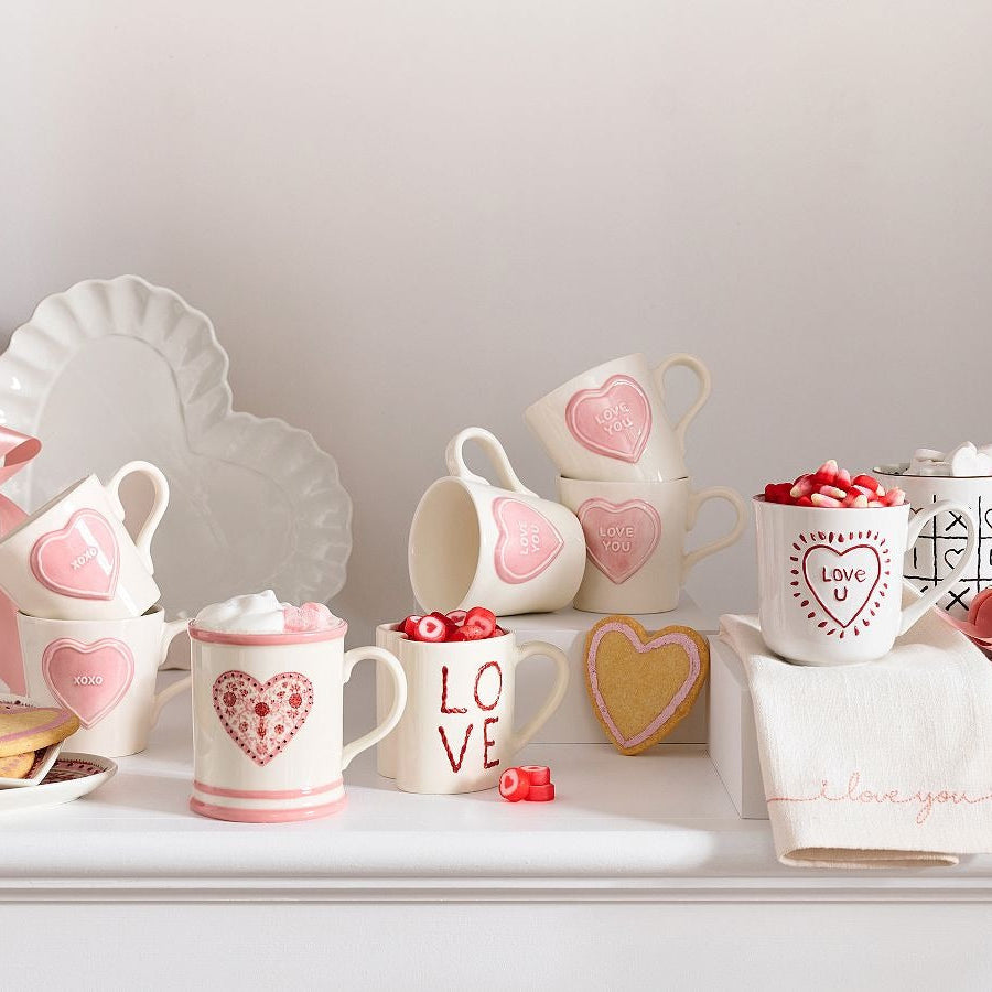 Love You Embossed Stoneware Mugs