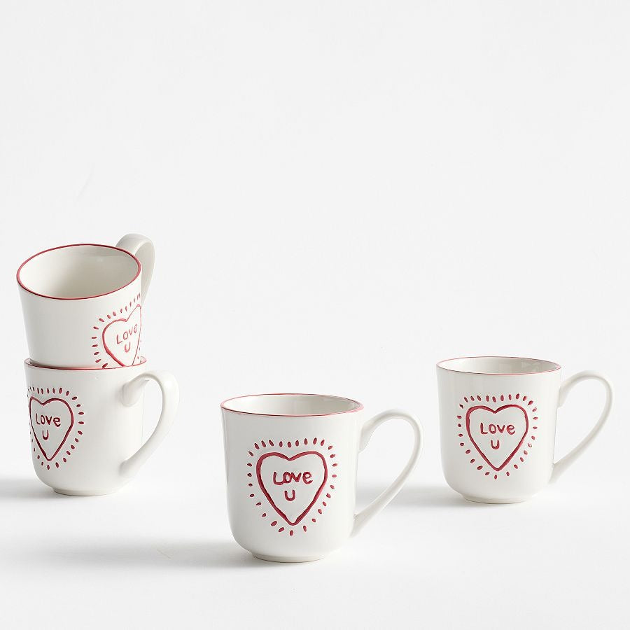 Love You Embossed Stoneware Mugs