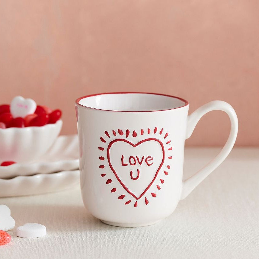 Love You Embossed Stoneware Mugs